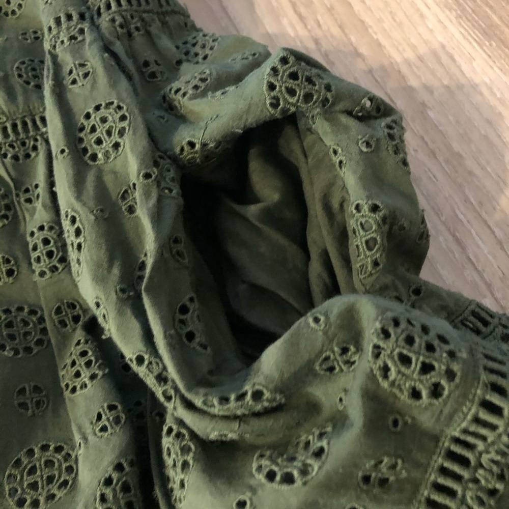 Ulla Johnson Simone Broderie Anglaise Puff Sleeve Shift Dress Army Green - Picture 7 of 10